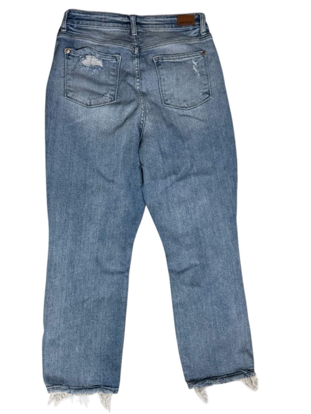 Judy Blue Light Blue Distressed Straight Fit Raw Hem JB823291MD Size 9 / 29 - Picture 4 of 6